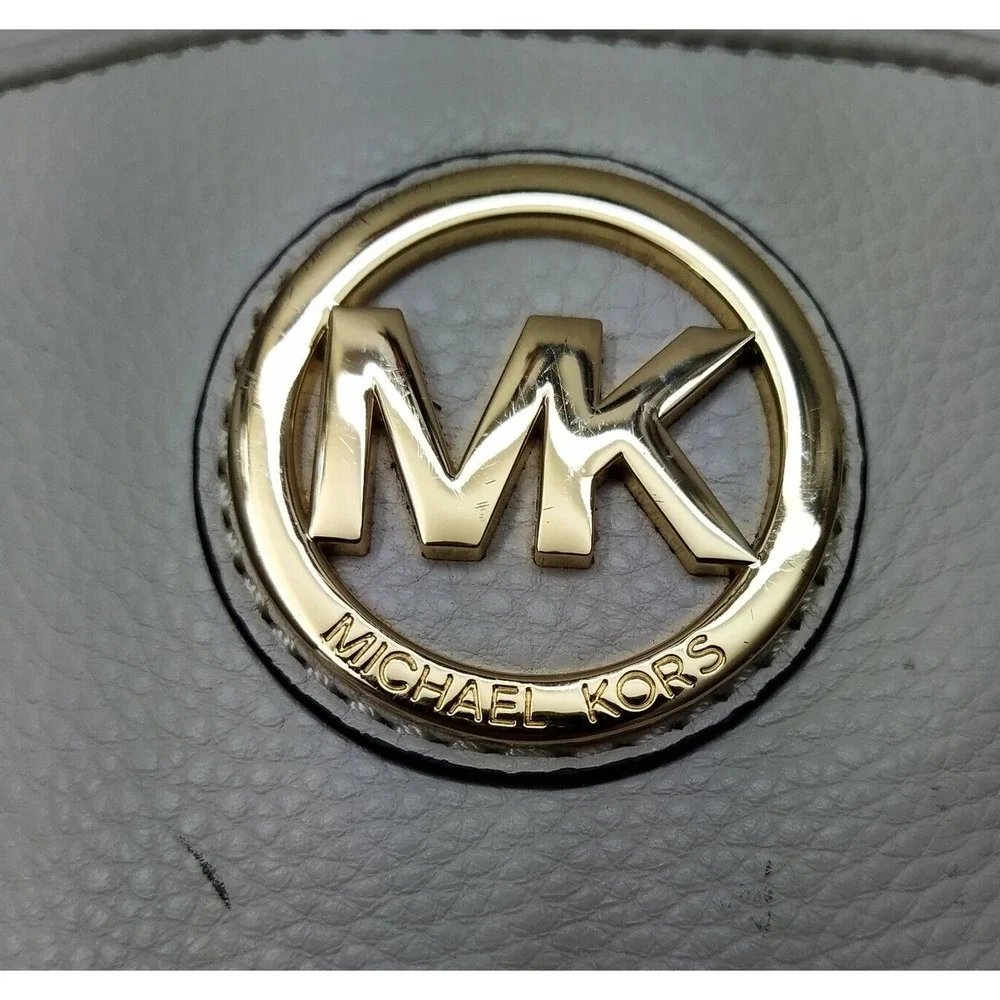 Michael Kors White Leather Round Logo Crossbody Bag